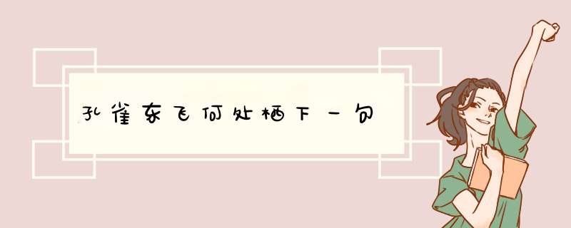 孔雀东飞何处栖下一句,第1张