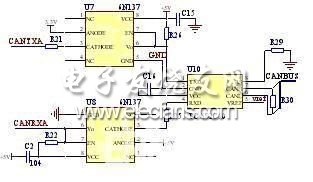 基于TMS320F2812的变电站综合自动化系统, DSP与eCAN总线接线图,第6张