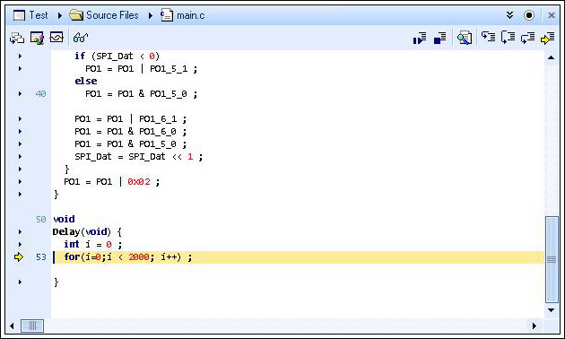 Getting Started with the MAXQ1,Figure 7. Code stopped execution in the Delay function.,第8张