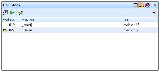 Getting Started with the MAXQ1,Figure 10. Call Stack while running in the Delay() function.,第13张