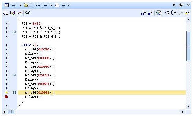 Getting Started with the MAXQ1,Figure 8. Breakpoint added.,第11张