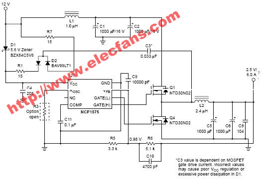 输入12V,输出2.5V,6A的开关电源电路,第2张