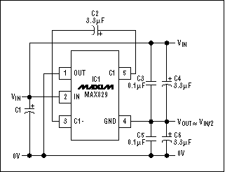 DCDC Conversion without Induc,Figure 2. With the connections shown, this inverting charge-pump IC divides the input voltage by two.,第3张