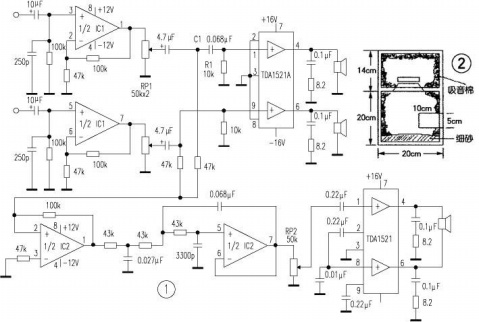 TDA1521电路图低音炮电路图,第2张