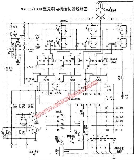WML36 180G型无刷电机控制器电路图线路图,第2张