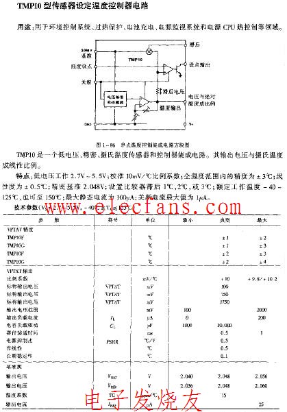 TMP10型传感器设定温度控制器电路,第2张