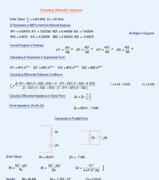 差分阻抗计算的MathCad工作表,第2张