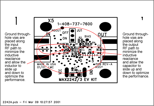 MAX2242功率放大器: 应用中的关键问题,图1. MAX2242评估板顶层元件层视图,第2张