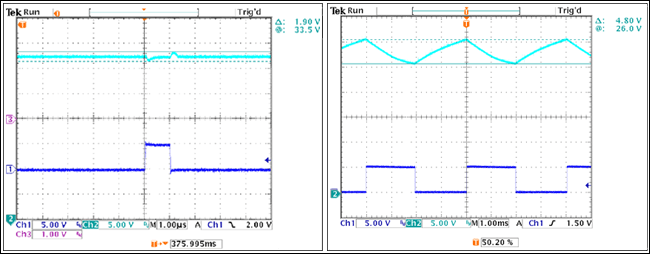 LED背光SEPIC驱动器,Figure 4. VLED with 1µs pulse and with a 2ms pulse. VLED alternates between resting mode and adaptive mode.,第4张