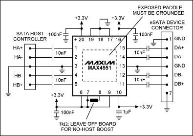 使用MAX4951 SATA双向转接器驱动eSATA电缆,图5. 笔记本电脑/台式计算机设计采用了MAX4951将SATA信号提升到eSATA电平,第4张