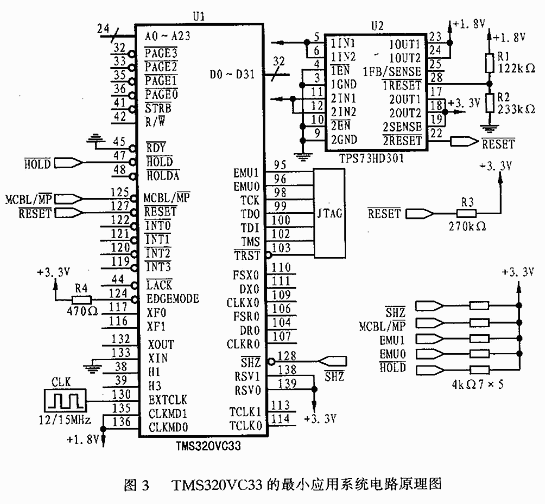 TMS320VC33的最小应用系统电路原理图,第2张