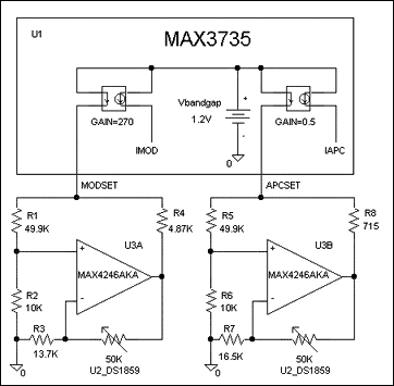 DS1859数控电阻与MAX3735激光驱动器的连接,图7. 选项3电路图，运算放大器电路,第8张