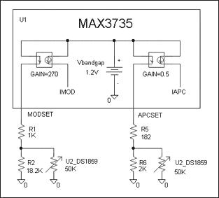 DS1859数控电阻与MAX3735激光驱动器的连接,图6. 选项2电路图，分压器,第7张