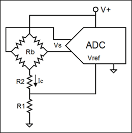 低成本传感器及AD转换接口的设计考虑,图5. 传感器和ADC组合的另一种设计方法，无需独立的电流源或电压基准。,第6张
