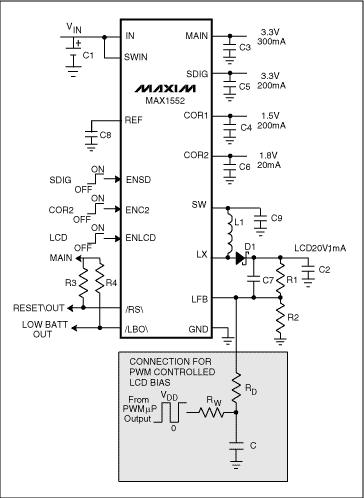 PWM Sets Output of LCDLED Dri,Figure 1. LCD Driver with positive output voltage.,第2张