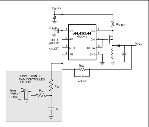 PWM Sets Output of LCDLED Dri,Figure 2. LCD driver with negative output voltage.,第3张