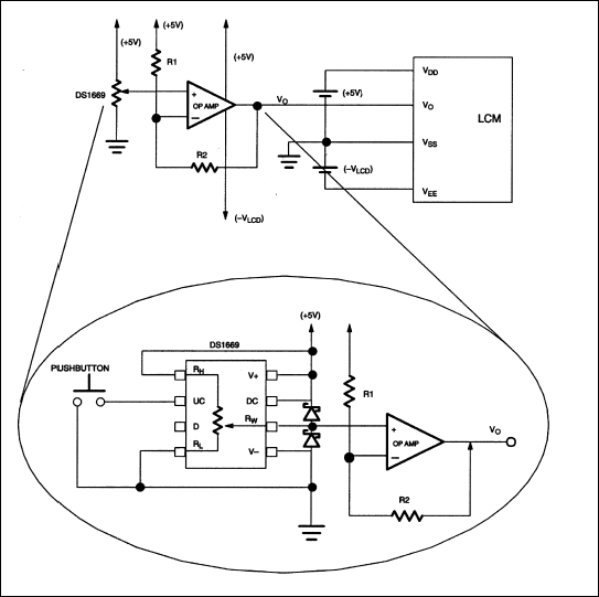 LCD Contrast Control Using Dal,Figure 4. Op amp configuration for driving the LCD graphics display module.,第5张