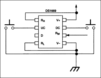 LCD Contrast Control Using Dal,Figure 6. DS1669 Dual pushbutton configuration (typical example).,第10张