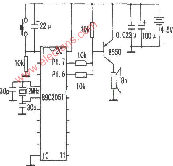 89C2051单片机发声电路图,第2张