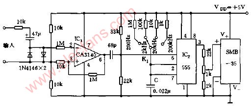 3右二分之一位数字频率计数器电路图,第2张