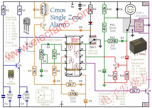 如何构建基于一个CMOS单防区报警器,CMOS单防区报警器 www.elecfans.com,第2张