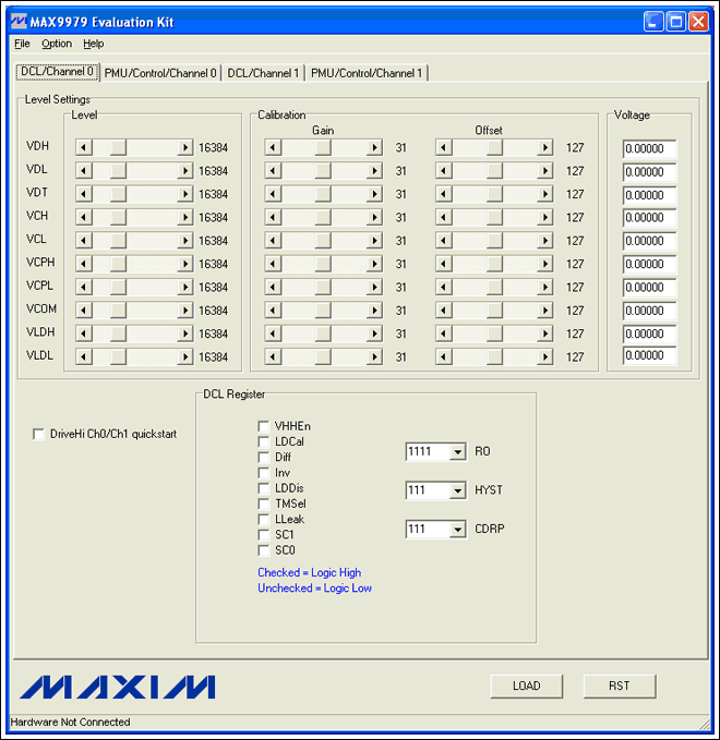 校准MAX9979引脚电子器件,图3. 启动后的MAX9979 GUI ,第3张