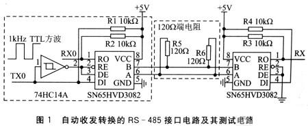 自动收发转换的RS-485接口电路及测试电路,第2张