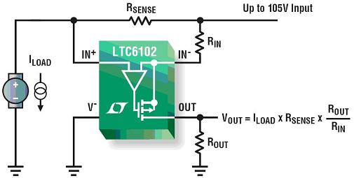 新型放大器实现高性能电流检测,凌力尔特公司的 LTC6102 可简单直接地实现高端电流检测,第9张