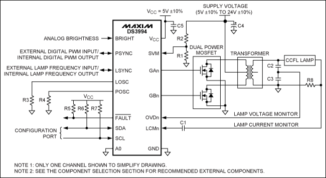 Determining LCM and OVD thresh,Figure 1. Typical operating circuit with a single lamp per channel.,第2张