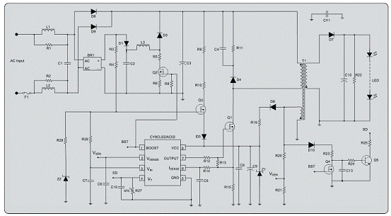 基于CY8CLEDAC02的17W LED驱动器设计方案,第4张