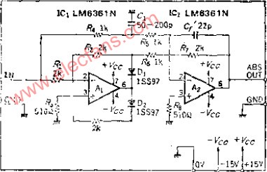 OP放大器有相位延迟补偿的高速绝对值电路,第2张