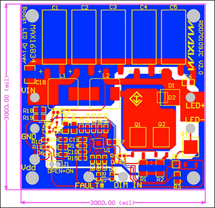 Boost driver for long LED stri,Figure 3. Layout of the LED driver.,第3张