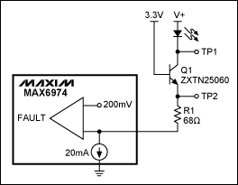 LED level shifter includes fau,Figure 1. This level-shifting transistor allows the IC to drive series LEDs from a high-voltage supply.,第2张