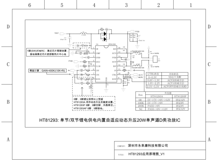 HT81293单节双节锂电供电内置自适应动态升压20W单声道D类功放IC解决方案,poYBAGHc-IKAViwqAAGGE52WFgM458.png,第5张