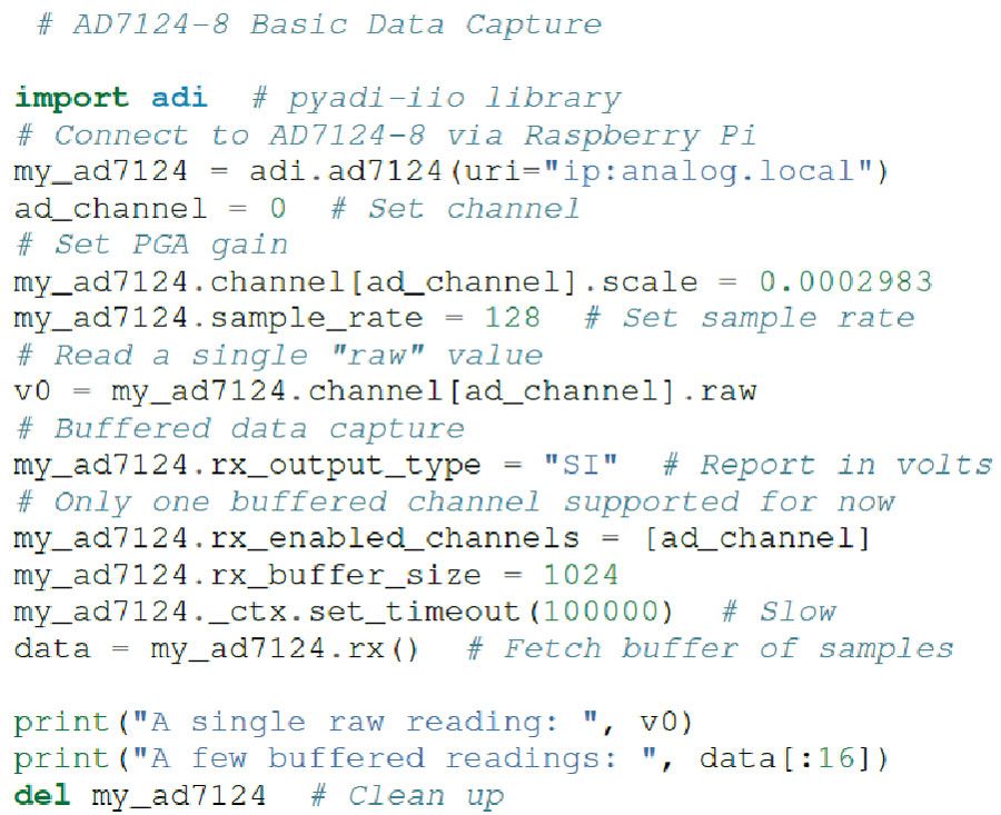 转换器连接教程：Python分析混合模式信号链中噪声的方法,图 5. AD7124-8 基本数据采集。,第7张