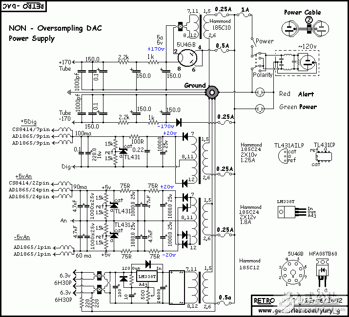 经典胆机线路图集CS8414+AD1865的PP输出(电源),经典胆机线路图集CS8414+AD1865的PP输出(电源).gif,第2张