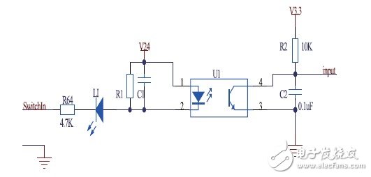 基于CAN总线的电梯主控系统软硬件设计,图4 光耦输入电路,第5张