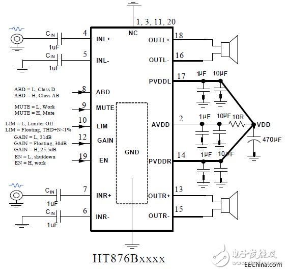 HT876两节锂电池串联立体声2x10W音频放大解决方案,image004.jpg,第5张