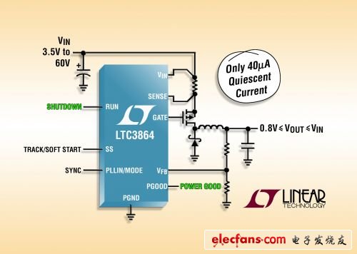 凌力尔特推出高压降压型DCDC控制器LTC3864,照片说明：60V、低 IQ 降压型控制器,第2张