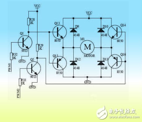 基于较大功率的直流电机H桥驱动电路方案,完整的晶体管H桥驱动电路,第4张