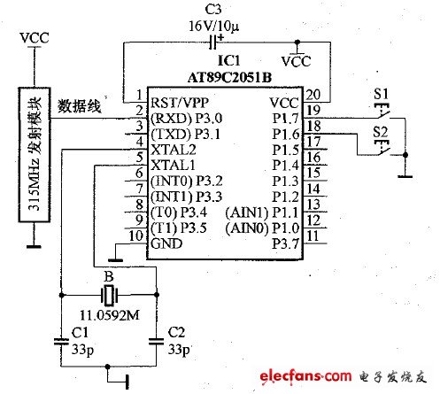 轻松编程实现无线遥控,图1 发送端电路图,第2张