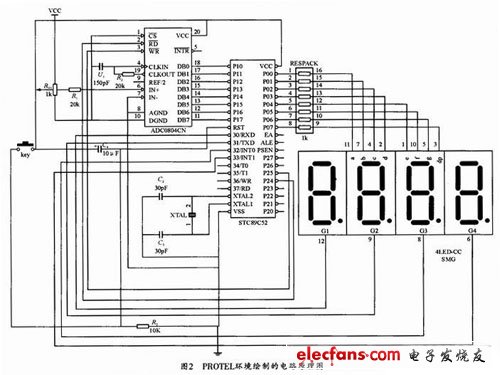 单片机实现空气质量流量显示装置,PROTEL电路原理图,第3张