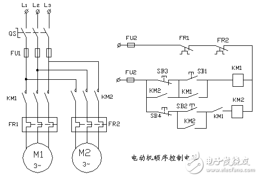 14种电机启动电路图及电路分析,电动机顺序控制电路,第4张