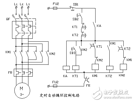 14种电机启动电路图及电路分析,定时自动循环控制电路,第2张