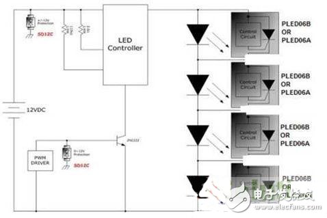 汽车照明串联LED灯珠的开路保护方案,LED开路保护元件并联在每颗灯珠旁边,第2张