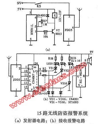 15路无线防盗报警系统电路图,第2张