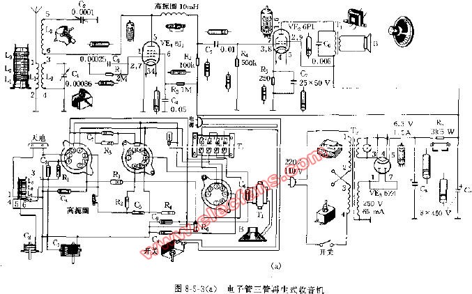 电子管三管再生式收音机电路图,第2张