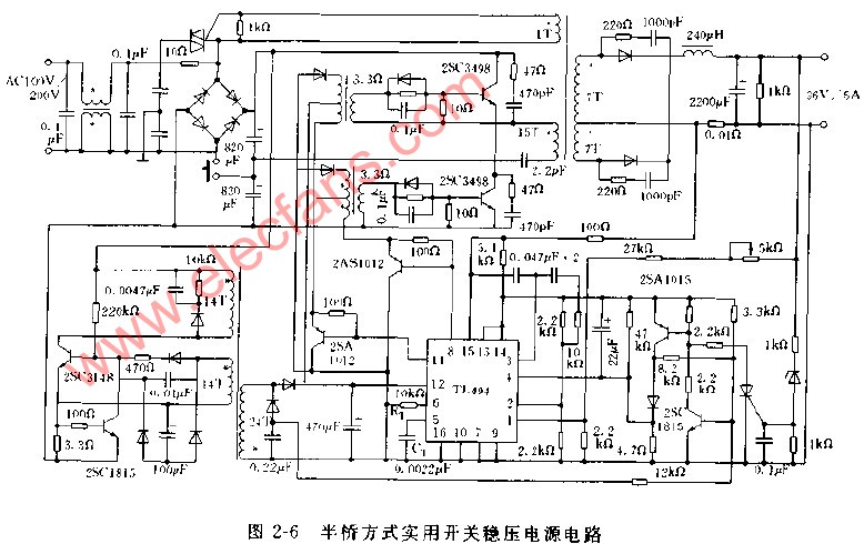 半桥方式实用开关稳压电源电路,第2张