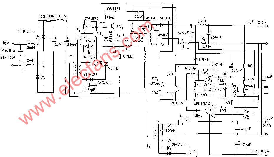 使用电源控制型磁放大器的3路稳压电源,第2张