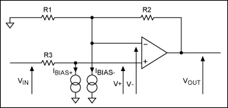 降低精密放大器的电压失调,Figure 3. Adding a compensation resistor (R3) to the Figure 2 circuit cancels the effect of input bias currents.,第6张